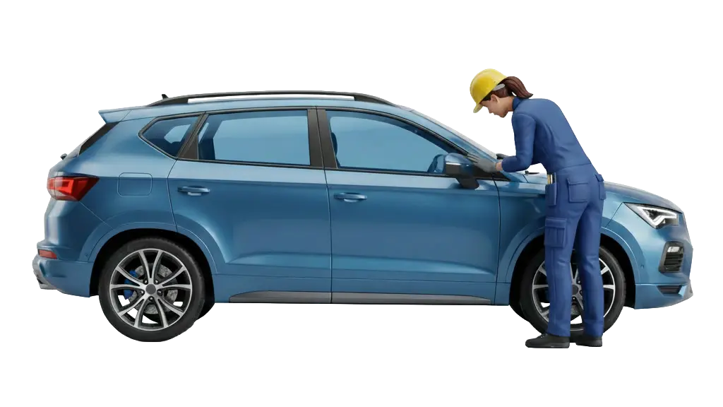 Inspector técnico revisando vehículo